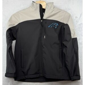 Carolina Panthers Soft Shell Gray‎ Black Jacket Fleece Lined NFL Men's Size M